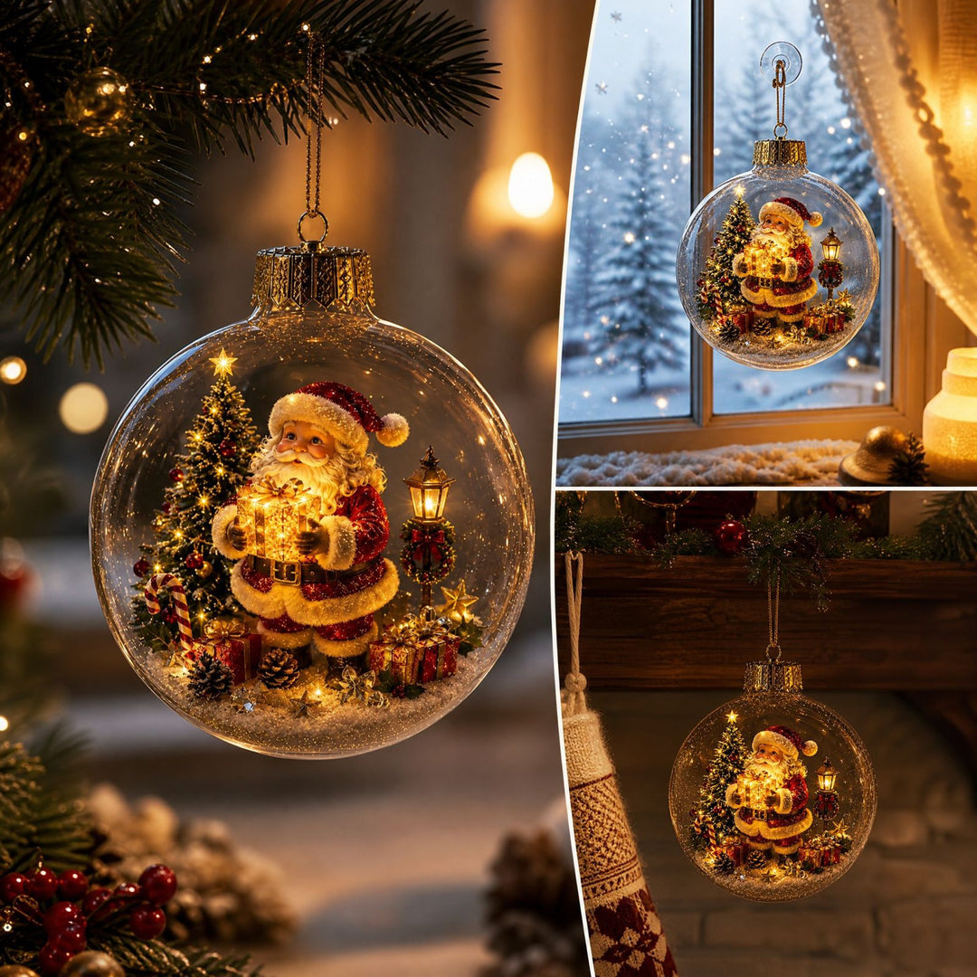 3D Santa Snow Globe Christmas Tree Ornament