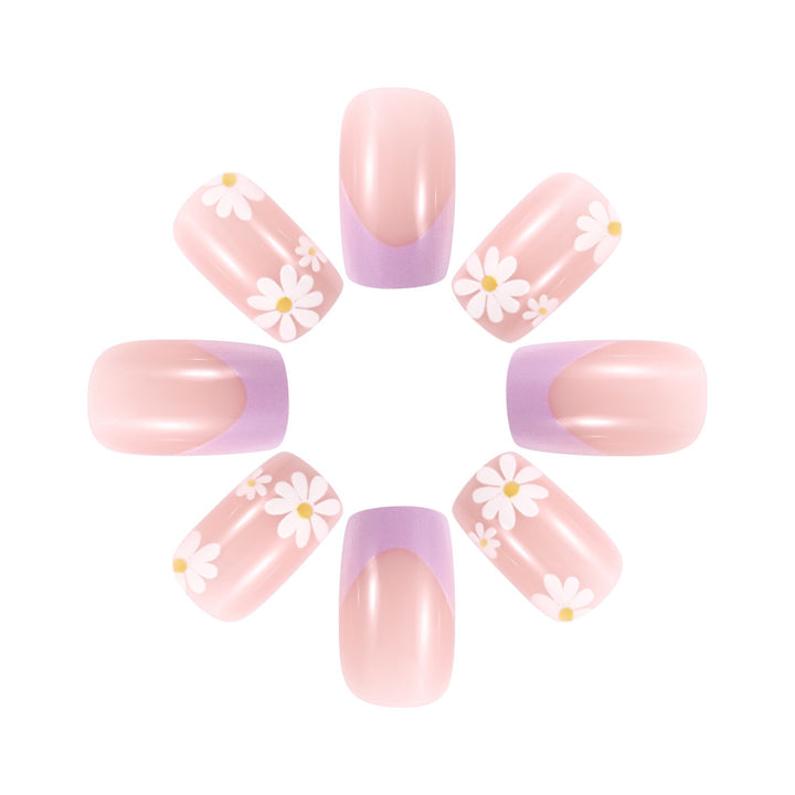 Floral French Tip Press-On Nails Bowlift