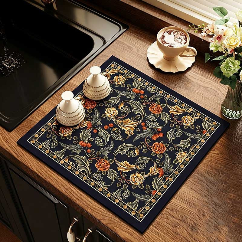 Floral Pattern Kitchen Mat