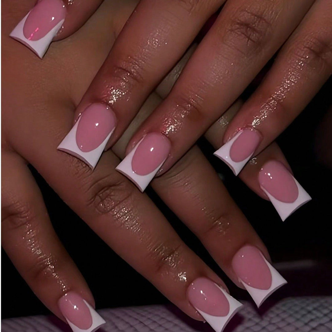 Stylish French Tip Press-On Nails Bowlift