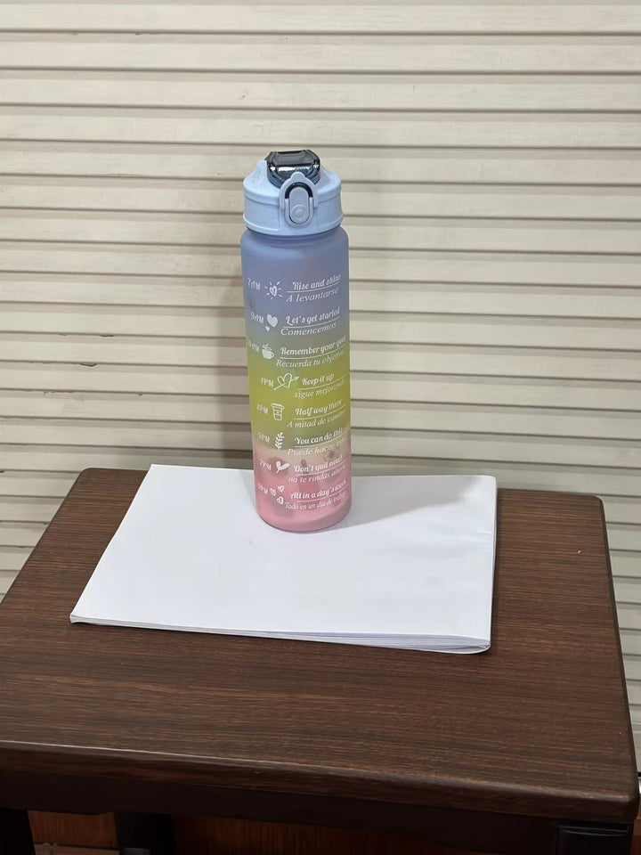 Women's Motivation Water Bottle with Integrated Time Marking Bowlift