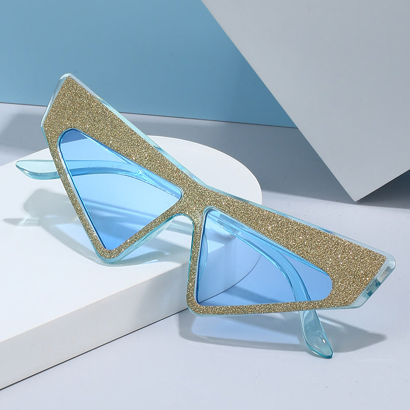 Women's futuristic sunglasses with glittering frame Bowlift