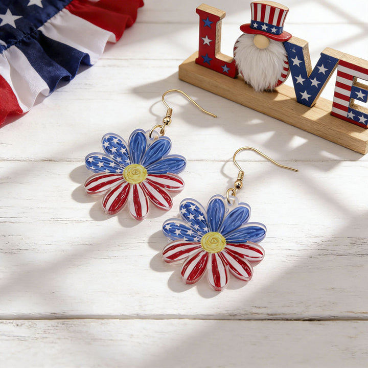 Women's eye-catching statement earrings made of acrylic with patriotic bow pendant Bowlift