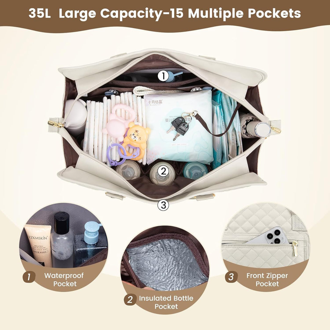 Padded handbag with detachable cosmetic pouch and organizer Bowlift