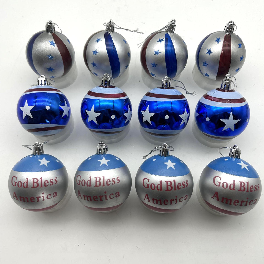 Unisex nan patriotic glass Christmas bauble set with glitter effect and inscription Bowlift