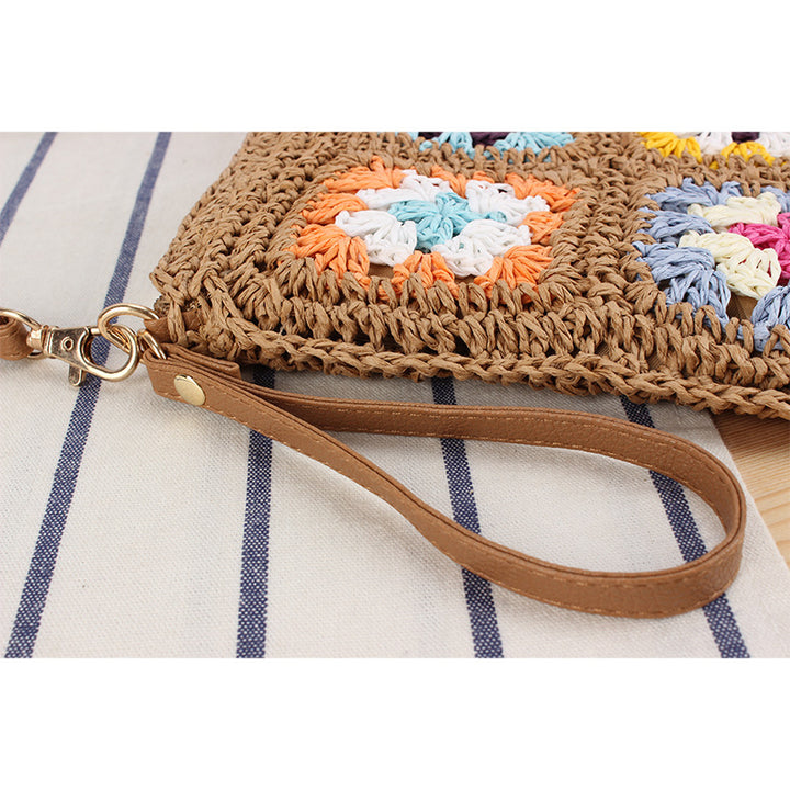 Hand-knotted shoulder bag with colorful floral pattern Bowlift
