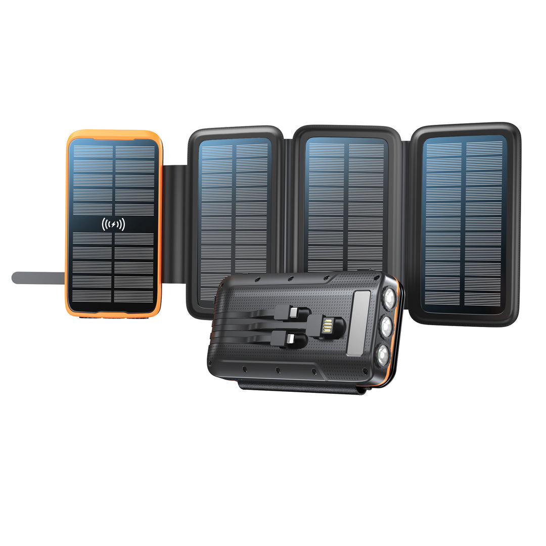 Portable Solar Powerbank with Wireless Charging and LED Lamp Bowlift