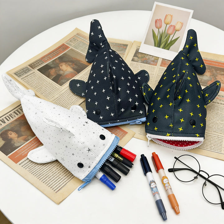 Plush Shark-Shaped Pencil Case Bowlift