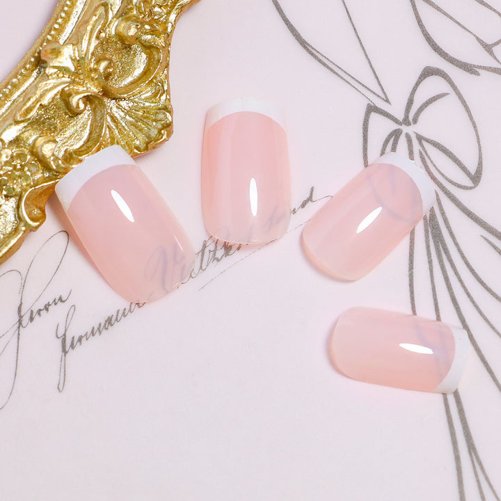Elegant French Tip Press-On Nails Set Bowlift