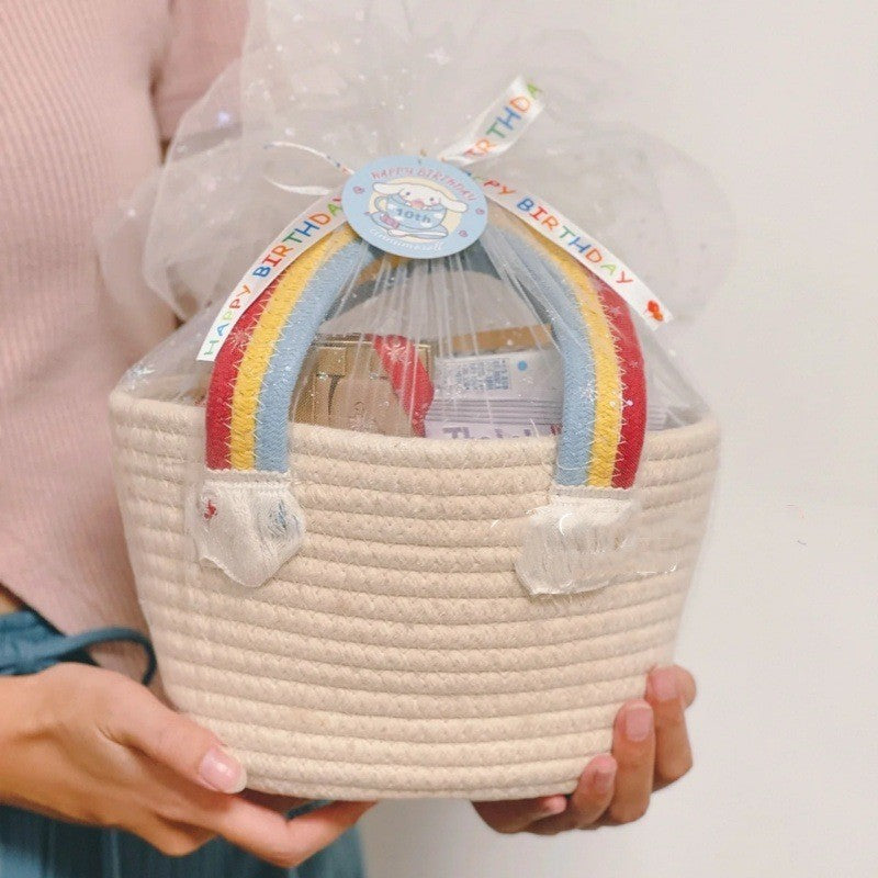 Women's handmade basket bag with color-coordinated handle accents Bowlift