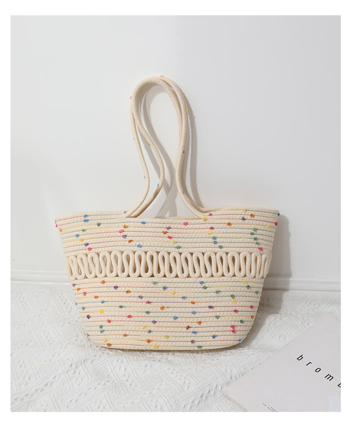 Elegant Handcrafted Beach Bag with Fine Braided Pattern Bowlift