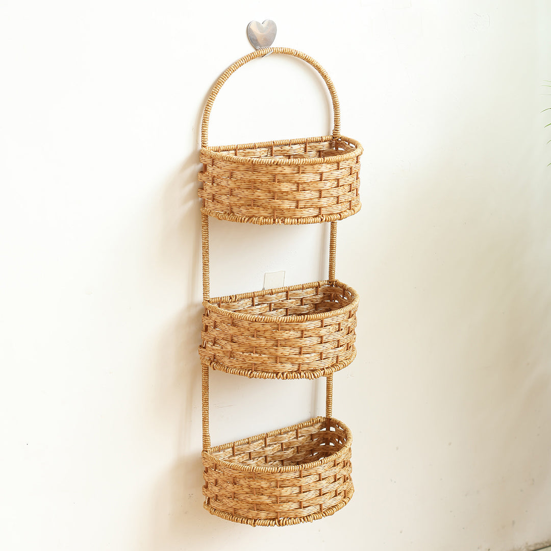 Double-Tiered Wicker Storage Basket Bowlift