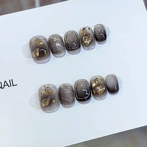 Artistic Marble Effect Press-On Nail Set Bowlift