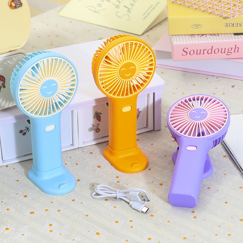 Ladies Portable Hand Fan with Cute Smiley Design Bowlift