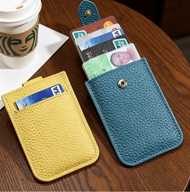 Textured Leather Cardholder with Snap Closure Bowlift