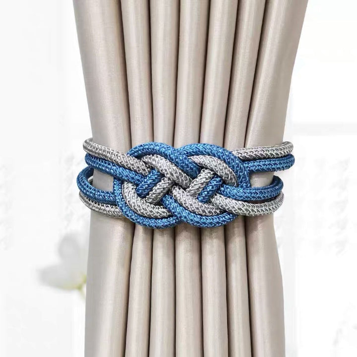 Decorative curtain tieback with braided design Bowlift