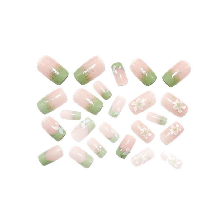Artificial nails with floral accents and glitter coating Bowlift
