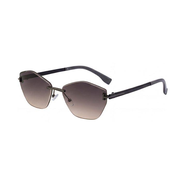 Rimless Hexagonal Gradient-Effect UV Protection Sunglasses with Adjustable Nose Pads Bowlift