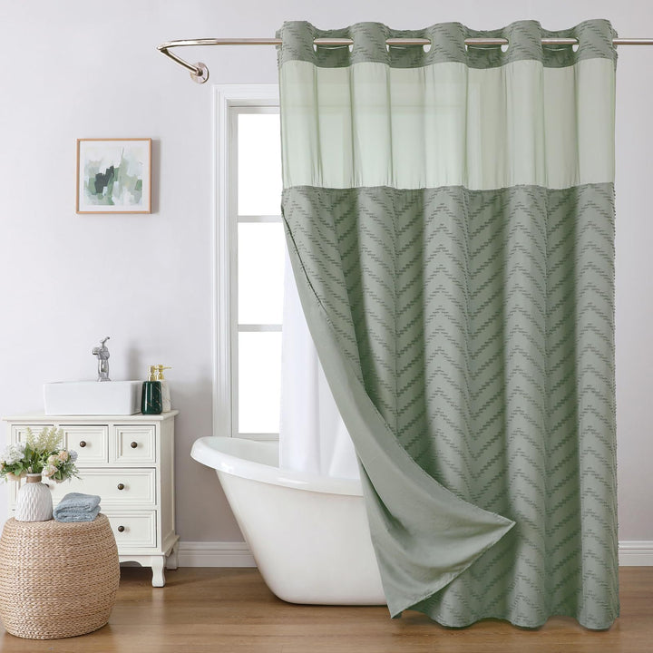 Luxury Textured Shower Curtain Bowlift