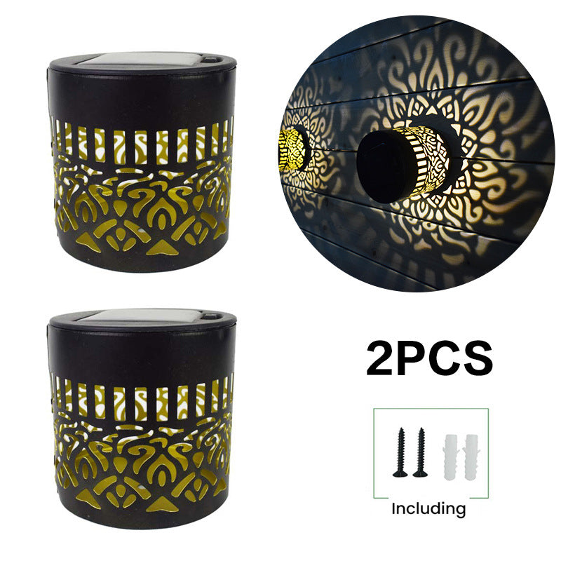 Decorative Solar Wall Lantern With Moroccan Cutout Projection Metal Outdoor Sconce Pair Bowlift