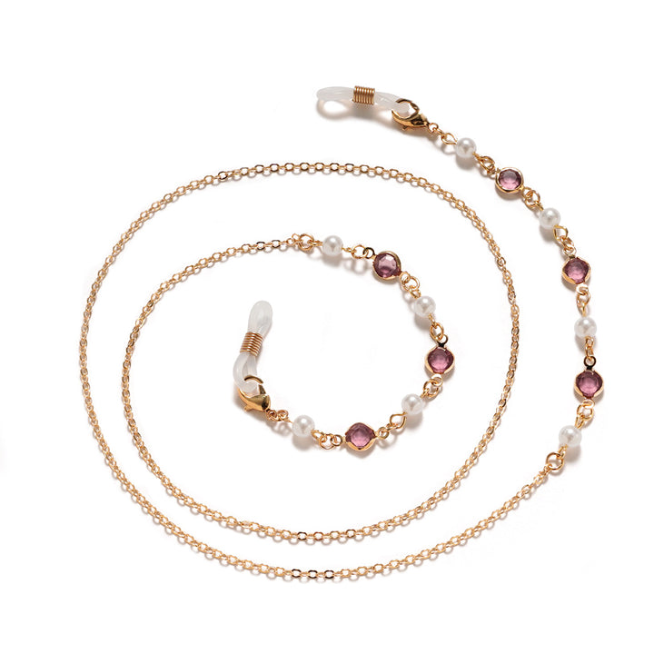 Elegant Pearl and Amethyst Eyewear Chain Bowlift