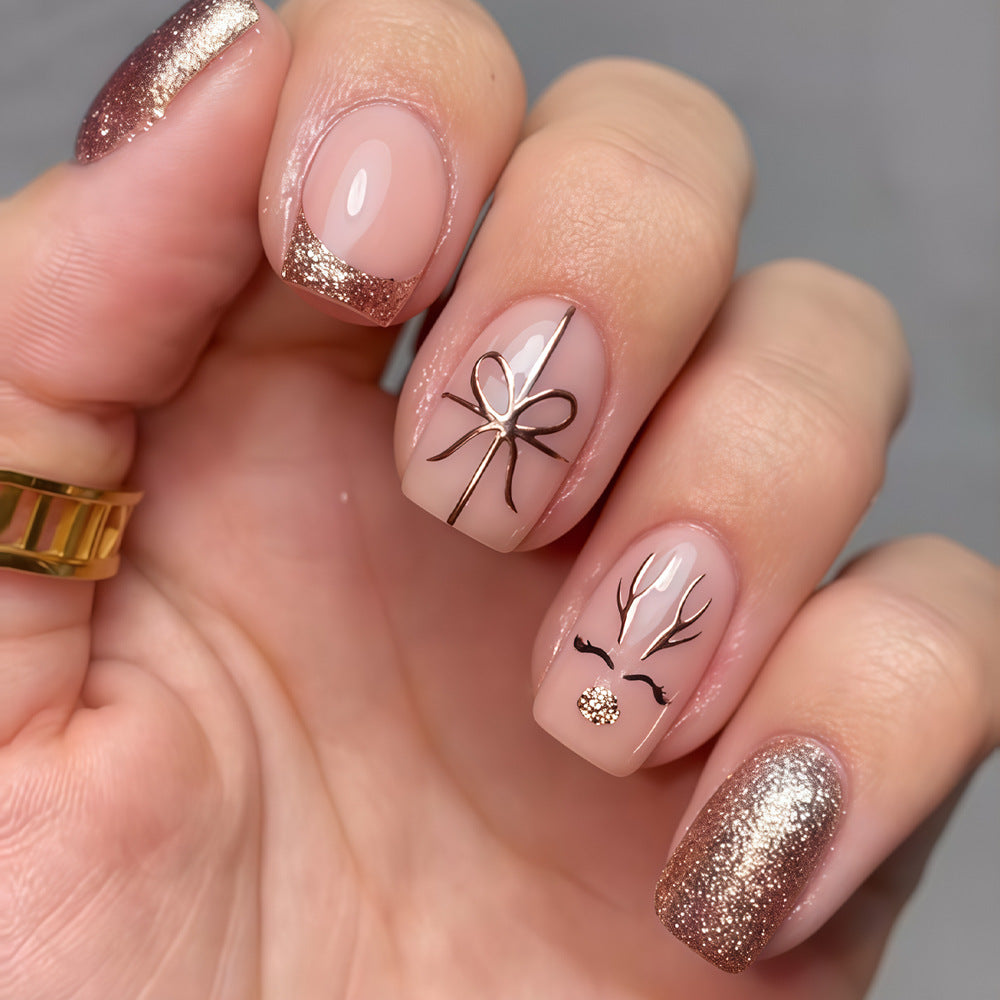 Elegant Festive Press-On Nail Art Set Bowlift