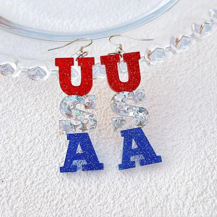 Women’s letter earrings made of resin with glitter effect and pendants Bowlift