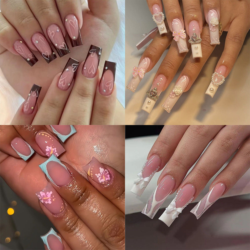 Nail art set with floral patterns and ombre effects Bowlift