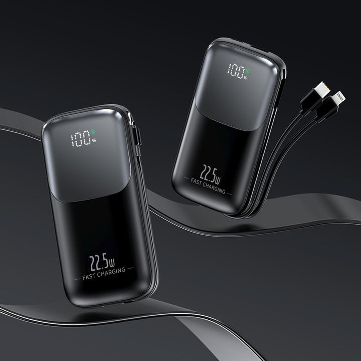 High-performance power bank with intelligent charge indicator and integrated cable Bowlift