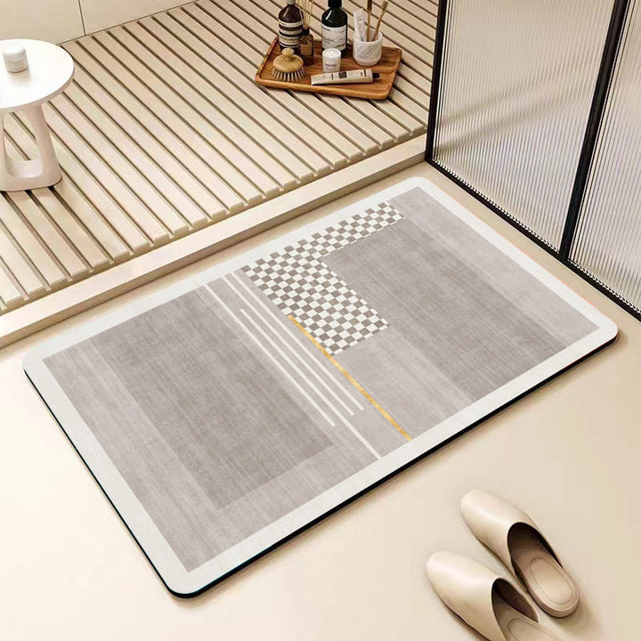Non-Slip Geometric Pattern Bathroom Mat Bowlift