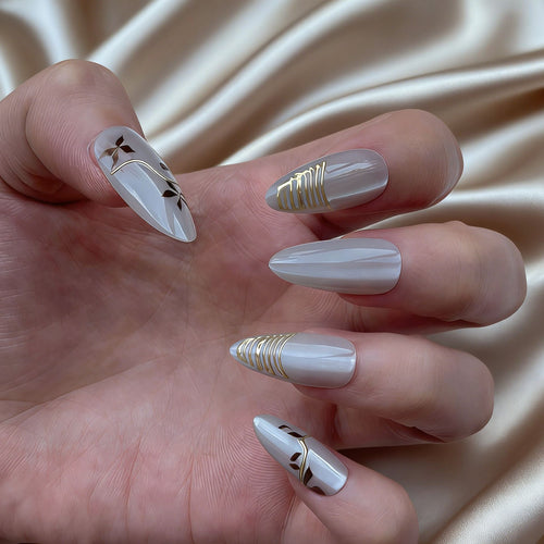 Elegant Designer Press-On Nail Set Bowlift