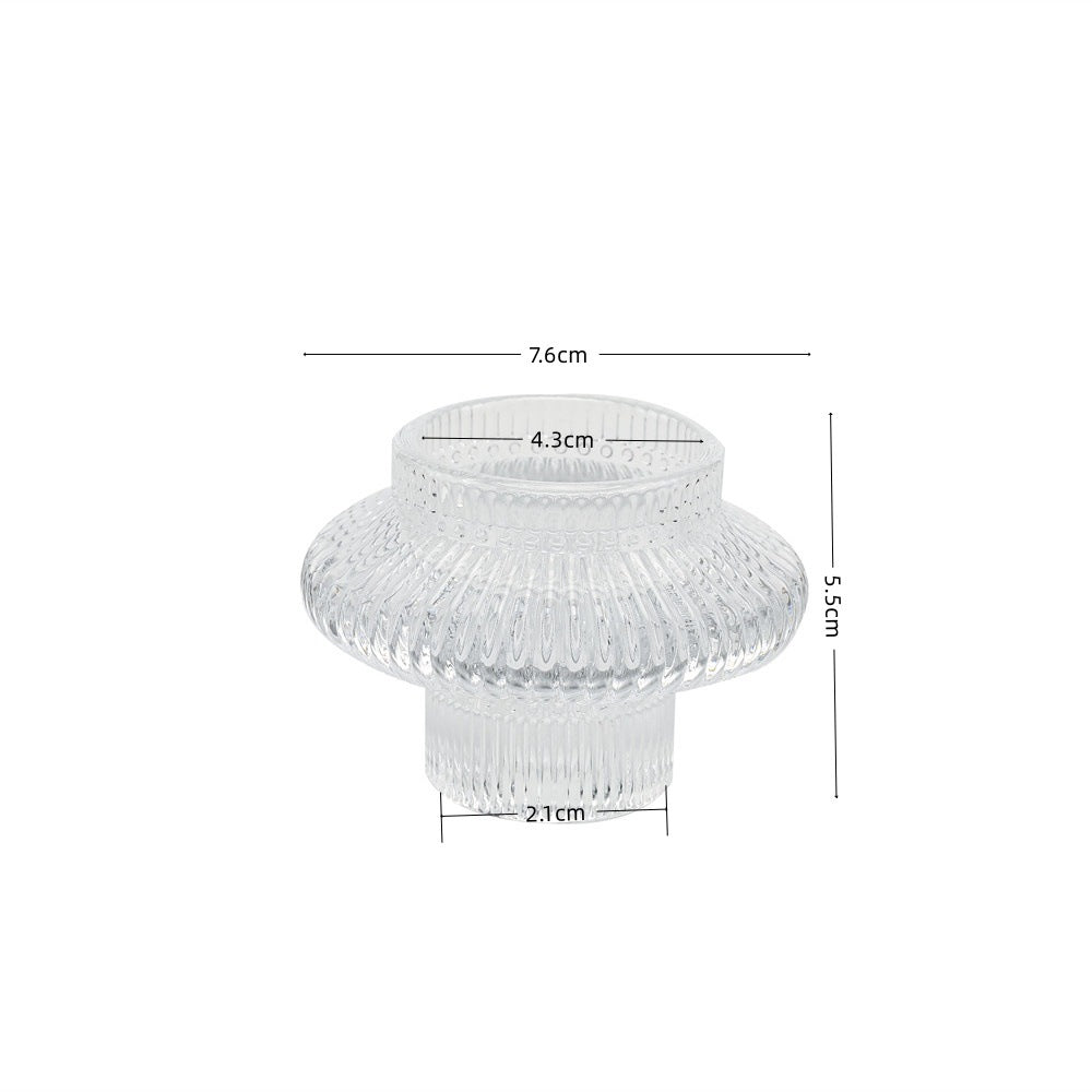 Ribbed Textured Glass Tealight Candle Holder with Flared Collar Bowlift