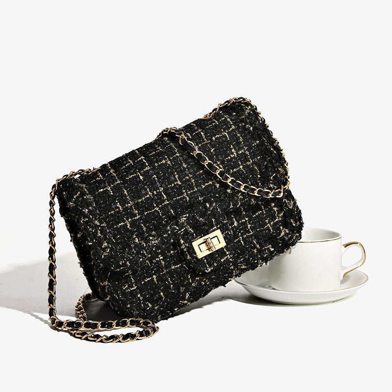 Elegant Tweed Crossbody Bag Bowlift
