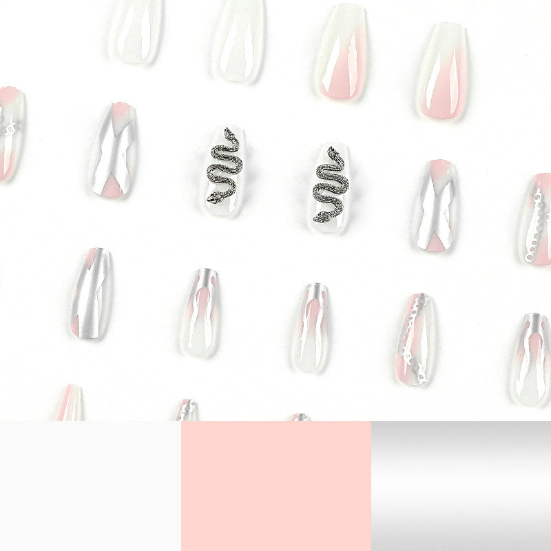 Artistic Nail Extensions with Snake Design Bowlift
