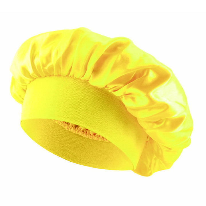 Satin sleep bonnet with wide protective elastic band Bowlift