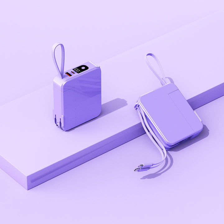 Portable power bank with retractable charging cable and digital display Bowlift