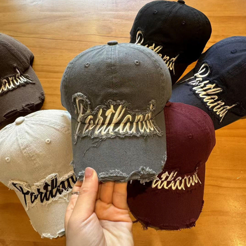 Unisex Distressed Cotton Baseball Cap Bowlift