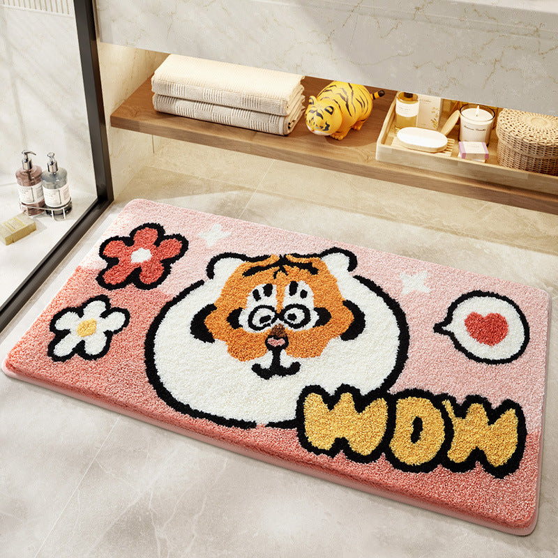 Playful Cartoon Tiger Bath Mat Bowlift
