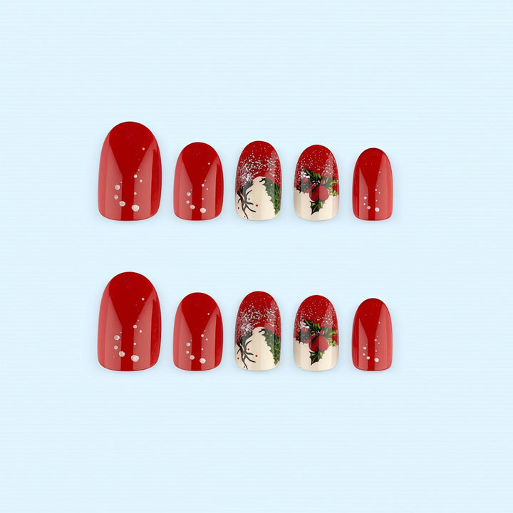 Christmas art nails with festive glitter pattern and Christmas motifs Bowlift