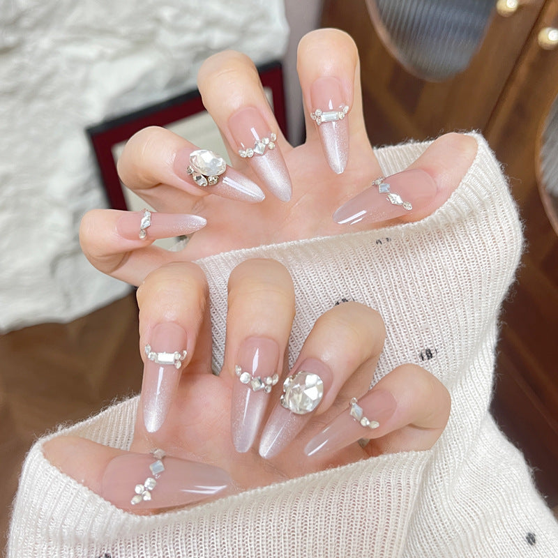 Glamorous Rhinestone-Embellished Press-On Nail Set Bowlift