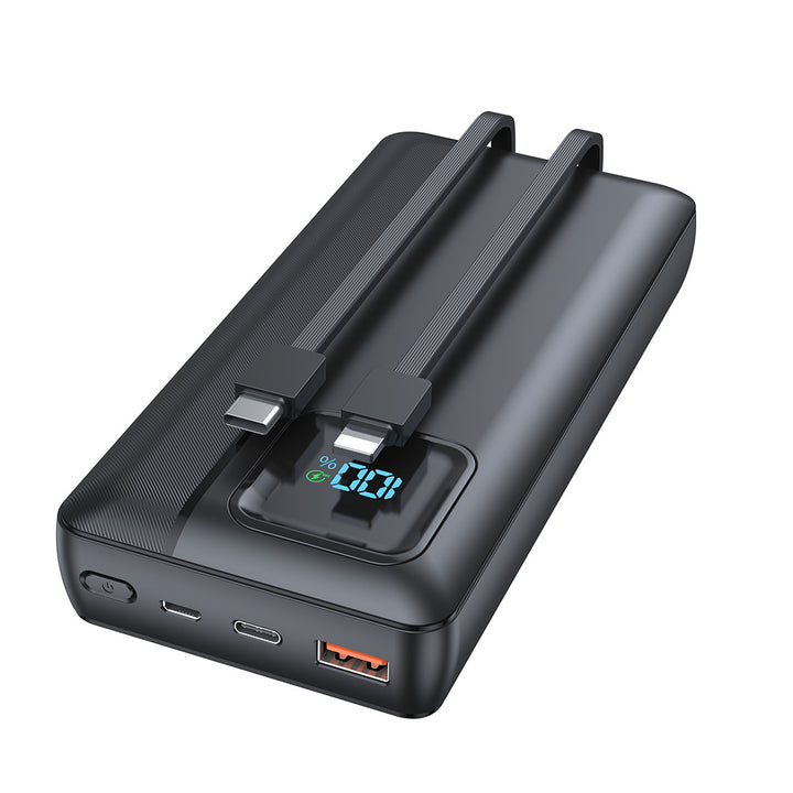 Powerbank with Integrated Charging Cable and LED Display Bowlift