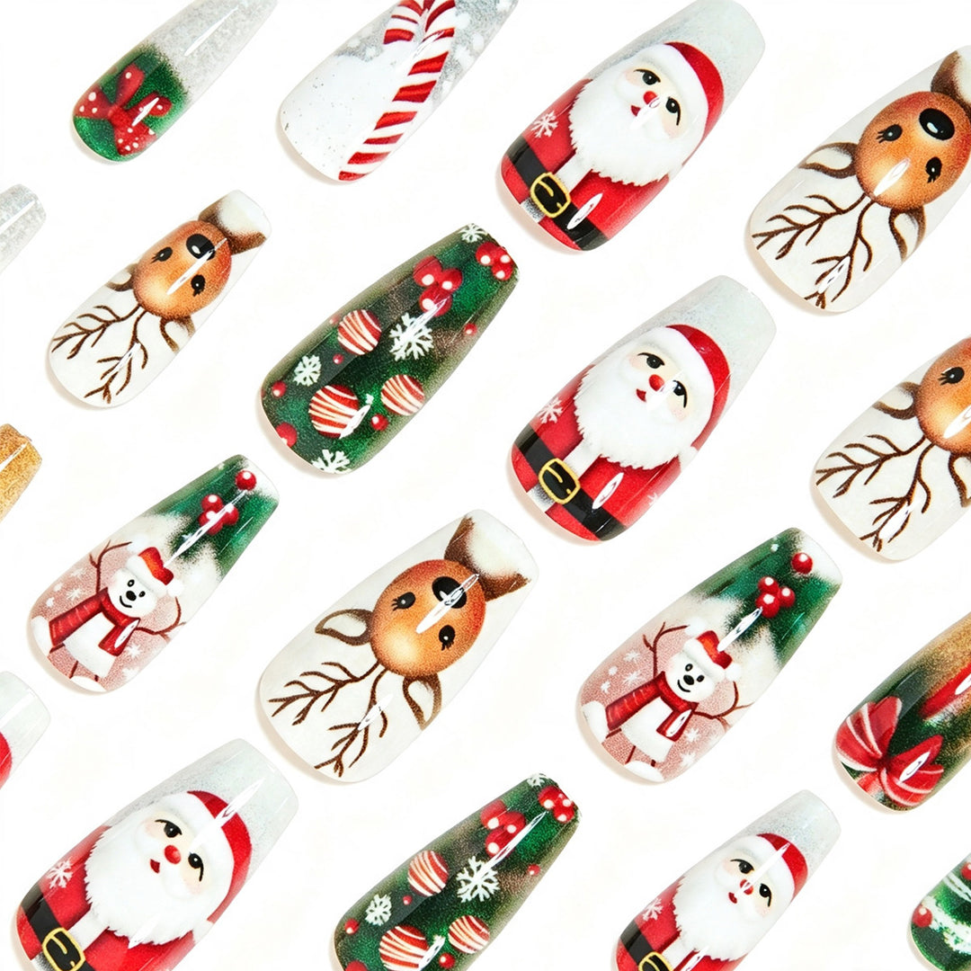 Festive Themed Acrylic Press-On Nail Art Set Bowlift