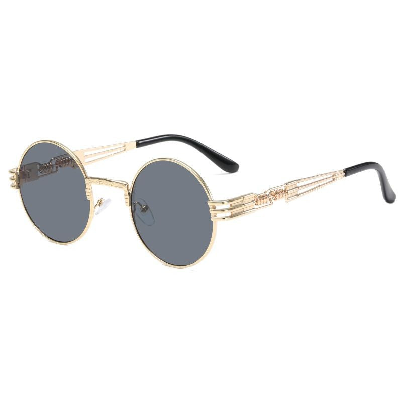 Women's Retro-Inspired Round Sunglasses with Unique Metal Frame Bowlift