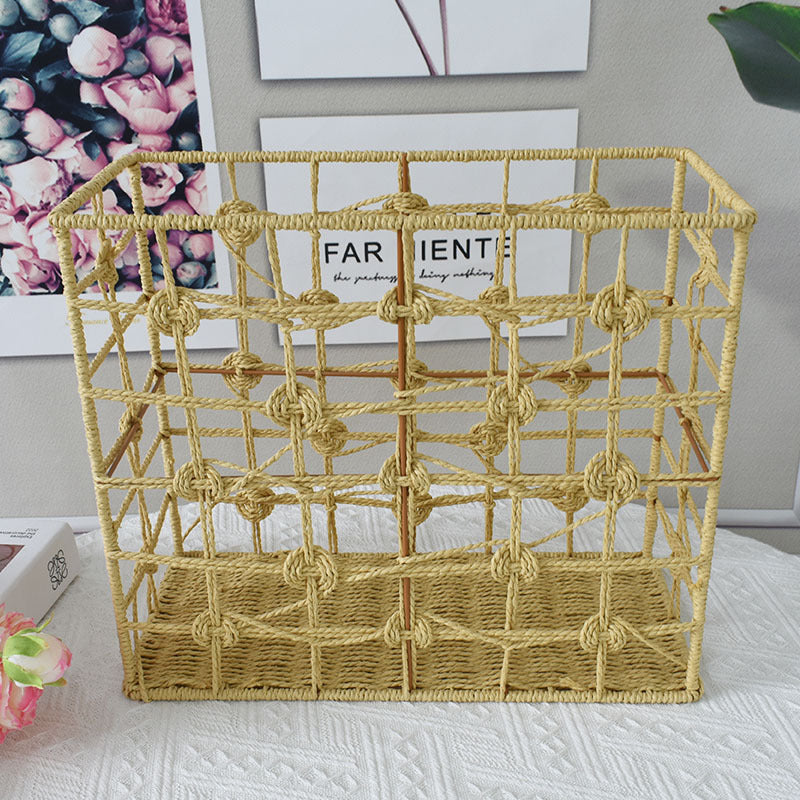Handwoven Natural Fiber Storage Basket Bowlift