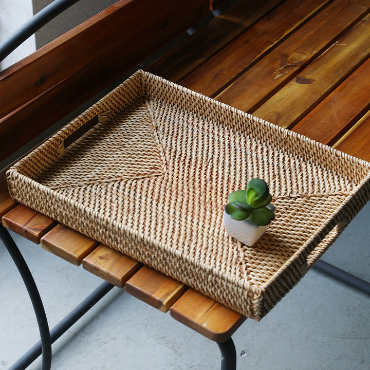 Unisex Rectangular Serving Tray made of natural wicker Bowlift