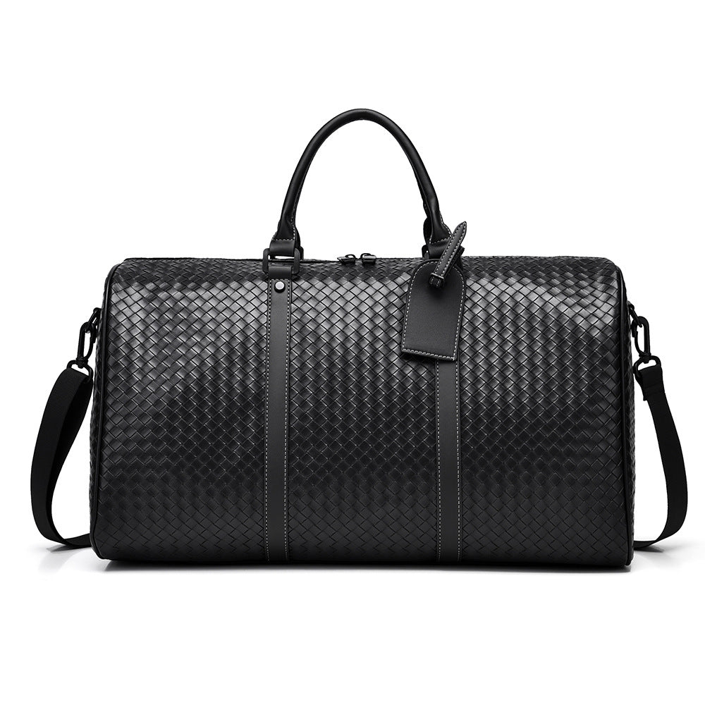 Woven Leather Weekend Travel Duffle Bag Bowlift
