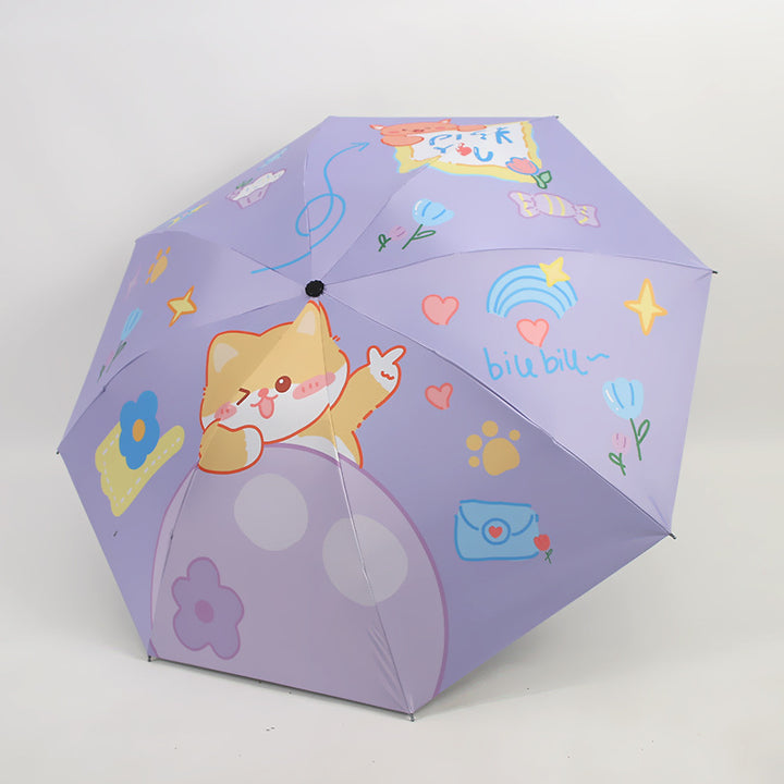 Women's Folding Umbrella with Playful Bear Design Bowlift