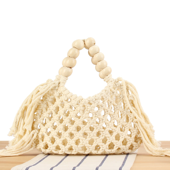 Macrame Handbag with Wooden Handles Bowlift