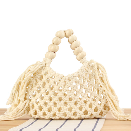 Macrame Handbag with Wooden Handles Bowlift