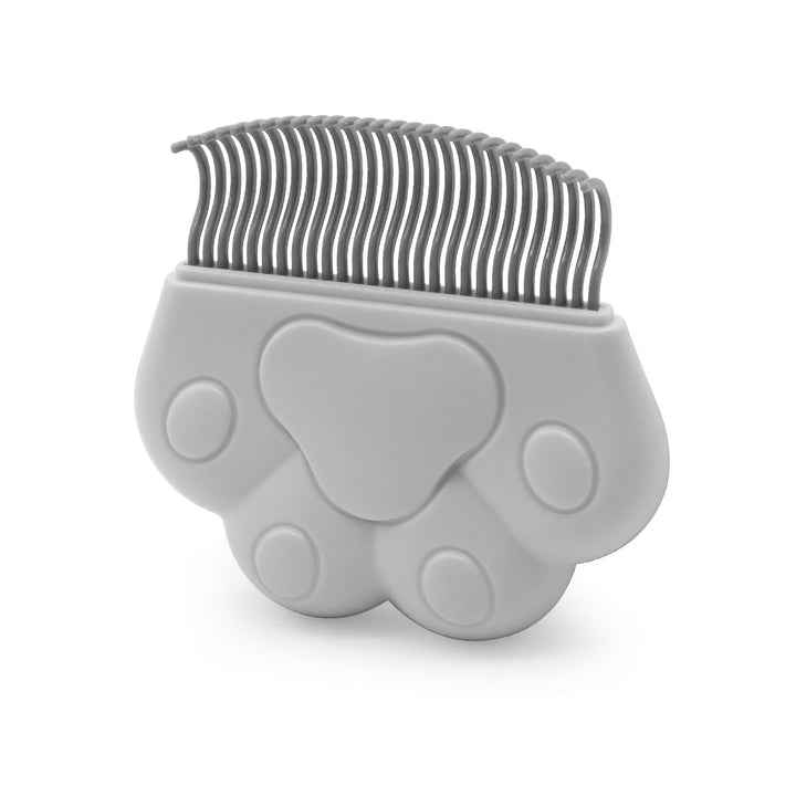 Pet Grooming Silicone Paw-Grip Flea and Deshedding Comb with Flexible Metal Teeth Bowlift
